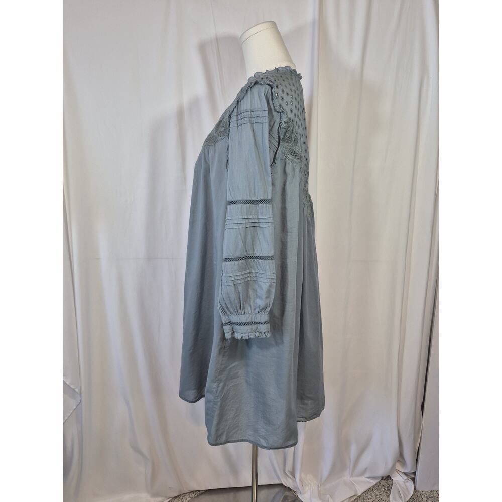 Sundance Catalog Andi Lace Blue Cotton Blend Mini Dress Large - Picture 6 of 11